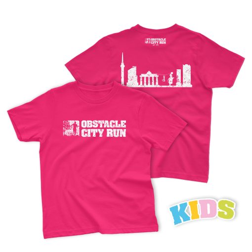 Obstacle City Run T-Shirt Skyline Pink KIDS