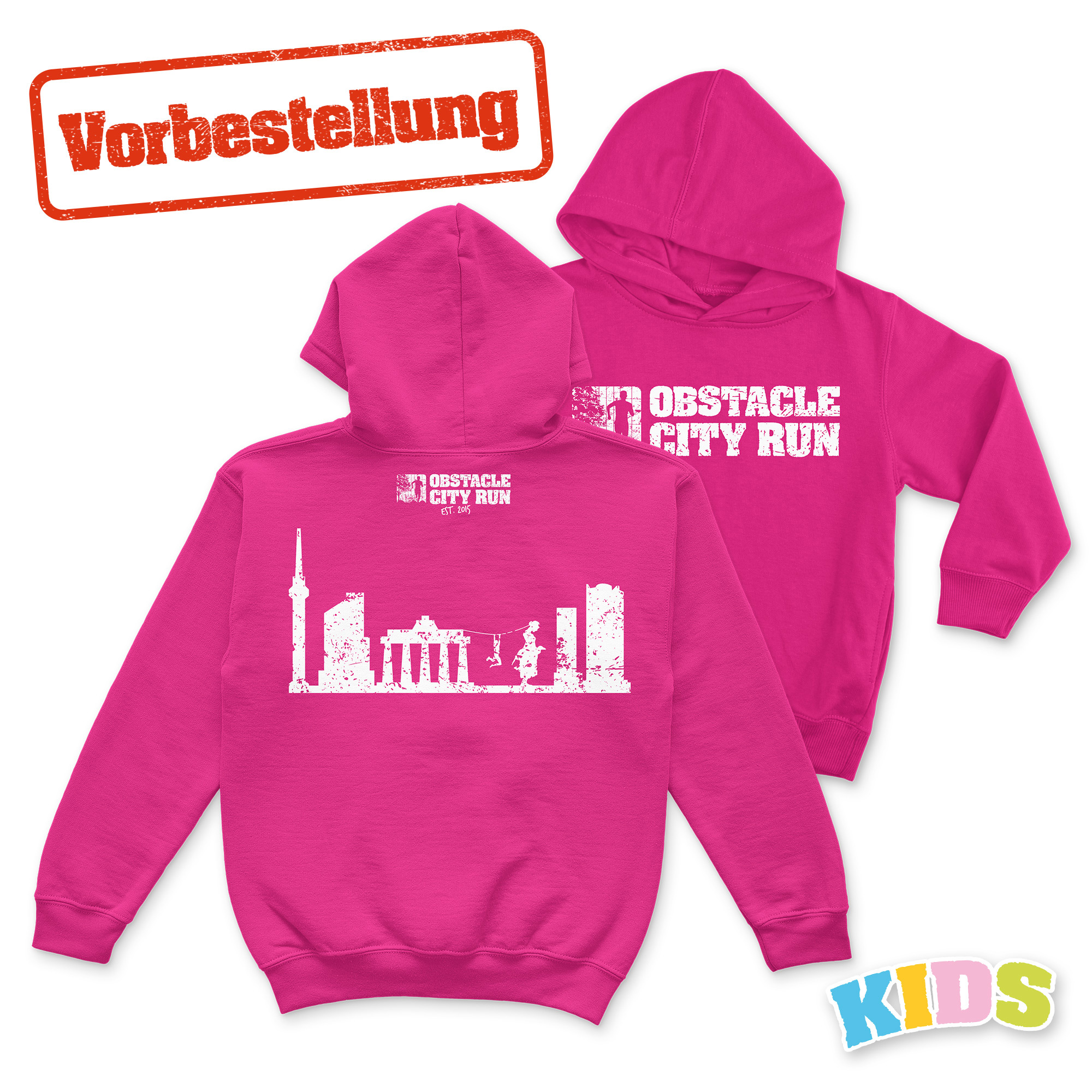 Obstacle City Run Hoodie Skyline Pink KIDS - VORBESTELLUNG